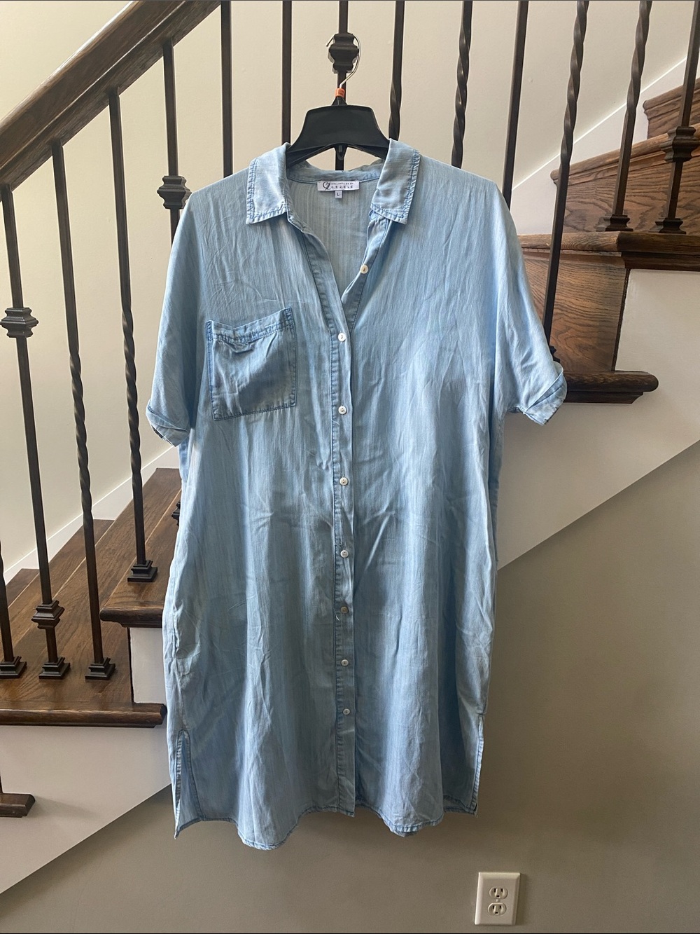 Light weight mid button down dress